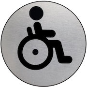 Round Stainless Steel Disabled Toilet Symbol